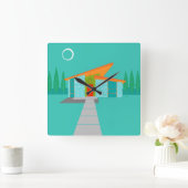 Space Age Cartoon House Square Acrylmauer Uhr (Zuhause)