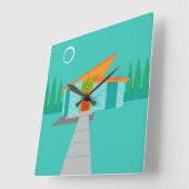 Space Age Cartoon House Square Acrylmauer Uhr (Winkel)
