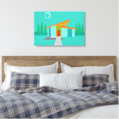 Space Age Cartoon House Stretched Canvas Print Leinwanddruck (Insitu (Schlafzimmer))