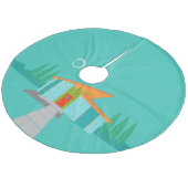 Space Age Cartoon House Weihnachtsbaumrock Fleece Weihnachtsbaumdecke (Schrägansicht)