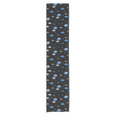Space Age Diamonds Blue Black Kurzer Tischläufer (Vorderseite)