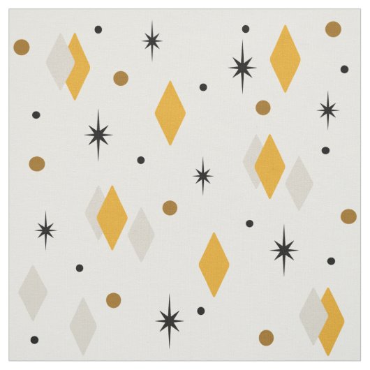 Space Age Diamonds Orange Grau White Stoff (Muster)