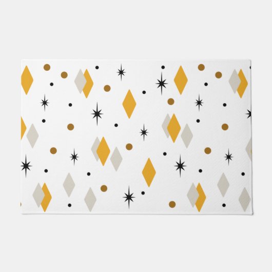 Space Age Diamonds Orange White Fußmatte (Vorderseite)