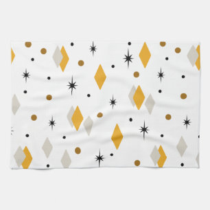 Space Age Diamonds Orange White Geschirrtuch