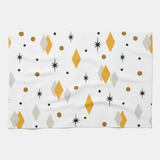 Space Age Diamonds Orange White Geschirrtuch (Horizontal)