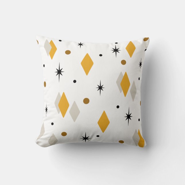Space Age Diamonds Orange White Kissen (Vorderseite)