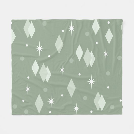 Space Age Diamonds Sage Green Fleecedecke (Vorderseite (Horizontal))