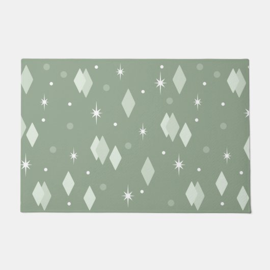 Space Age Diamonds Sage Green Fußmatte (Vorderseite)