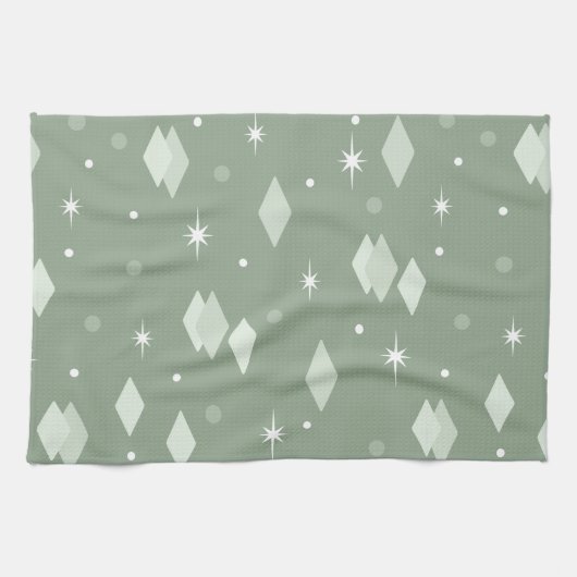 Space Age Diamonds Sage Green Geschirrtuch (Horizontal)