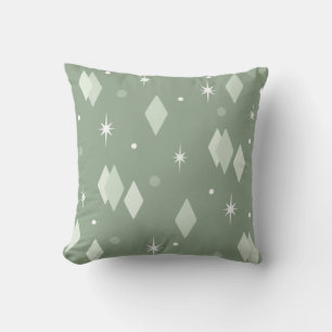 Space Age Diamonds Sage Green Kissen