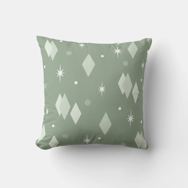 Space Age Diamonds Sage Green Kissen (Vorderseite)