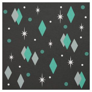 Space Age Diamonds Türkis Black Stoff