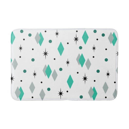Space Age Diamonds Turquoise White Badematte (Vorderseite)