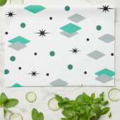 Space Age Diamonds Turquoise White Geschirrtuch (Gefaltet)