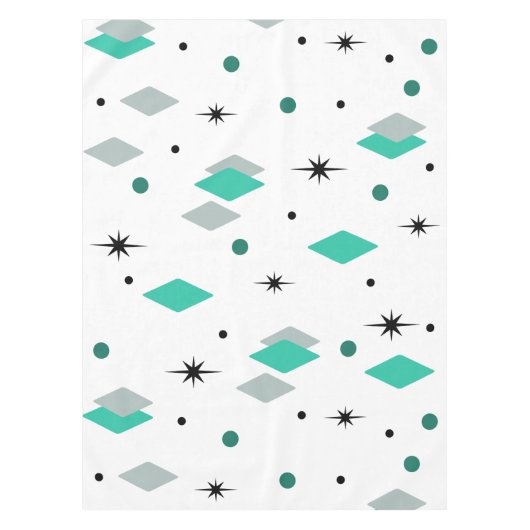 Space Age Diamonds Turquoise White Tischdecke (Vorderseite)