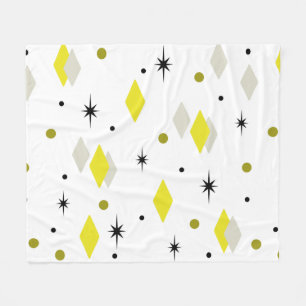 Space Age Diamonds Yellow Gray White Fleecedecke