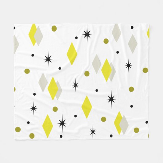 Space Age Diamonds Yellow Gray White Fleecedecke (Vorderseite (Horizontal))