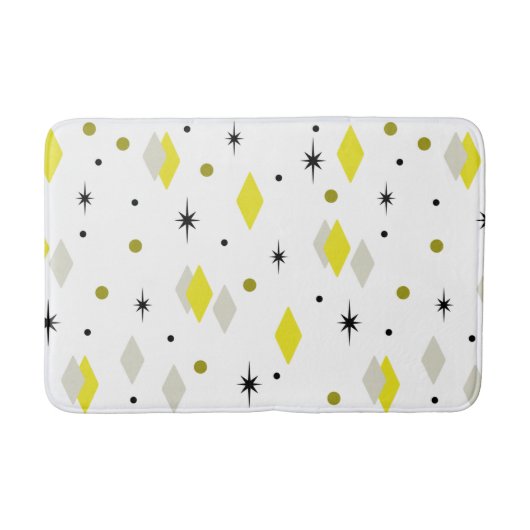 Space Age Diamonds Yellow Grey White Badematte (Vorderseite)