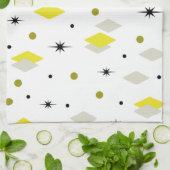 Space Age Diamonds Yellow Grey White Geschirrtuch (Gefaltet)