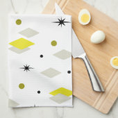 Space Age Diamonds Yellow Grey White Geschirrtuch (Viertel Falte)