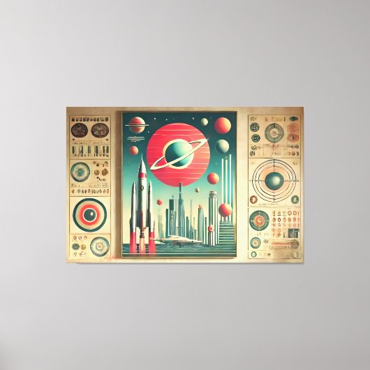 Space Age Interplanetary Coordinates Alien Relic Leinwanddruck (Vorderseite)