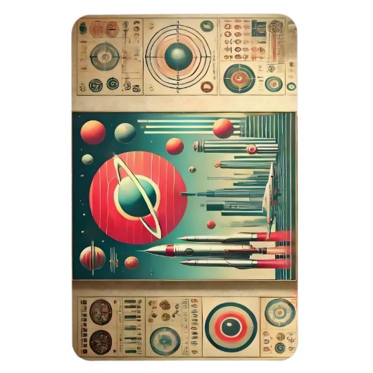 Space Age Interplanetary Coordinates Alien Relic Magnet (Vertikal)