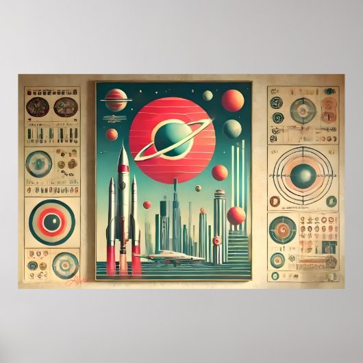 Space Age Interplanetary Coordinates Alien Relic Poster (Vorne)