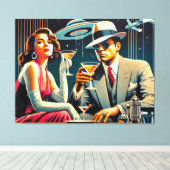Space Age Las Vegas Gangster Martini Party Leinwanddruck (Insitu (Holzboden))