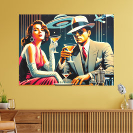Space Age Las Vegas Gangster Martini Party Leinwanddruck