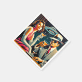 Space Age Las Vegas Gangster Martini Party Serviette (Ecke)