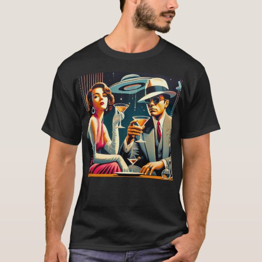 Space Age Las Vegas Gangster Martini Party T-Shirt (Vorderseite)