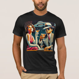 Space Age Las Vegas Gangster Martini Party T-Shirt