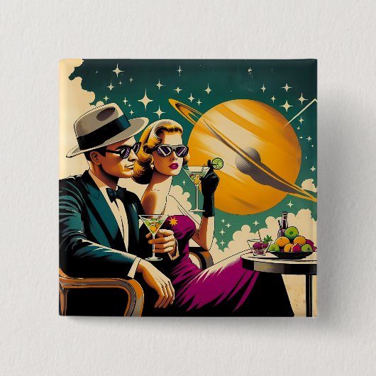 Space Age Las Vegas Martini Gangster Party Button (Vorderseite)