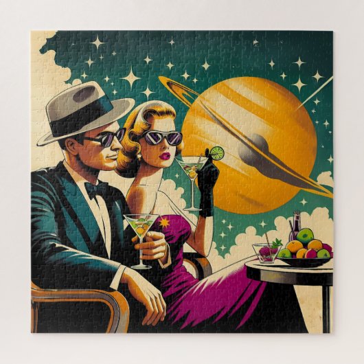 Space Age Las Vegas Martini Gangster Party Puzzle (Vertikal)