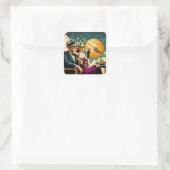 Space Age Las Vegas Martini Gangster Party Quadratischer Aufkleber (Tasche)