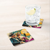 Space Age Las Vegas Martini Gangster Party Rechteckiger Pappuntersetzer (Vor Ort)