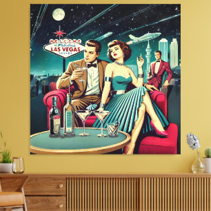 Space Age Las Vegas Martini-Party Leinwanddruck