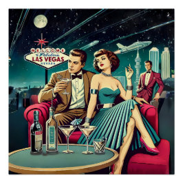Space Age Las Vegas Martini Party Poster