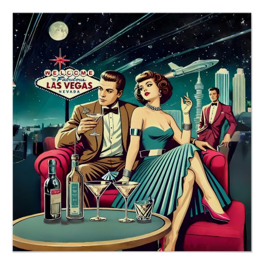 Space Age Las Vegas Martini Party Poster (Vorderseite)