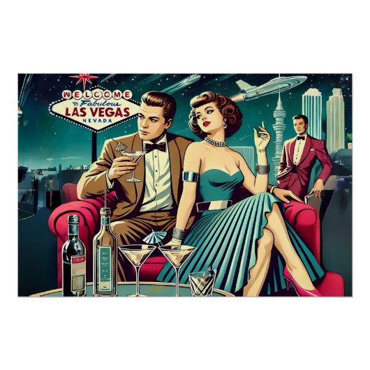 Space Age Las Vegas Martini-Party Poster (Vorderseite)