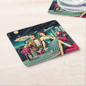 Space Age Las Vegas Martini Party Rechteckiger Pappuntersetzer (angewinkelt)