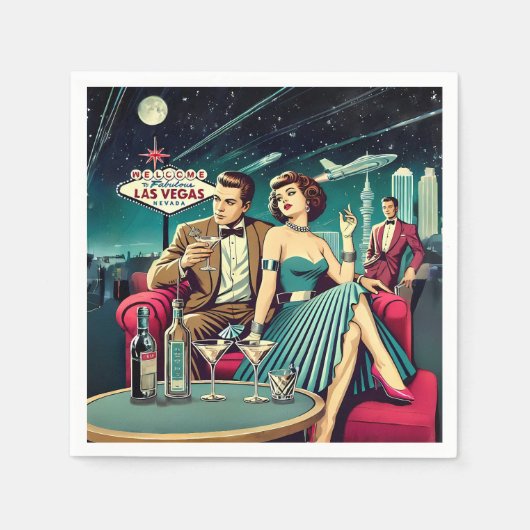 Space Age Las Vegas Martini-Party Serviette (Vorderseite)