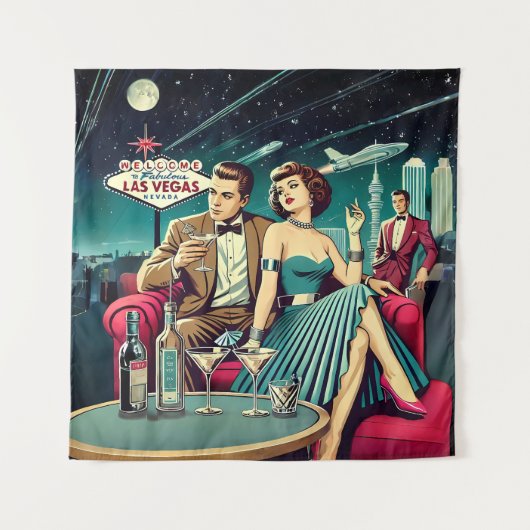 Space Age Las Vegas Martini Party Wandteppich (Vorderseite)