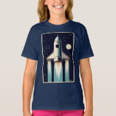 Space Age Retro 50s Rocket Ship T-Shirt (Vorderseite)