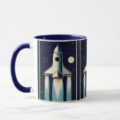 Space Age Retro 50s Rocket Ship Tasse (Links)