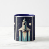 Space Age Retro 50s Rocket Ship Tasse (Zentrum)