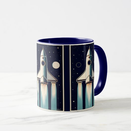 Space Age Retro 50s Rocket Ship Tasse (VorderseiteRechts)