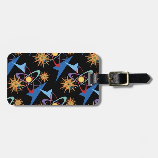 Space Age Retro mehrfarbiges Muster Gepäckanhänger (Vorderseite horizontal)