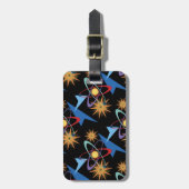 Space Age Retro mehrfarbiges Muster Gepäckanhänger (Vorderseite vertikal)