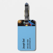 Space Age Retro mehrfarbiges Muster Gepäckanhänger (Rückseite vertikal)